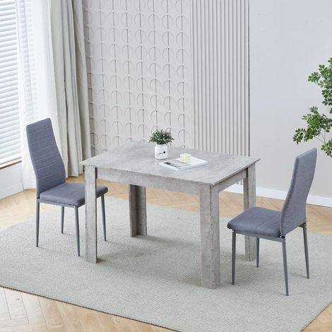 Dining Room Set, Beton Grey Dining Table with Chairs, 110x70 cm Table and Chairs for Living Room Home Kitchen (Table with 2 Chairs, Grey Linen)