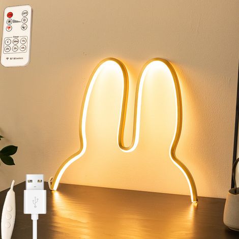 Néon oreilles de lapin, décoration murale néon , applique murale LED, trois températures de couleur, pour une fête au bar à domicile, 4040CM (or) (1/5)