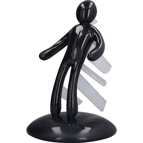 Porte-couteaux en plastique noir forme corps humain, bloc de rangement pour couteaux de cuisine (1/5)