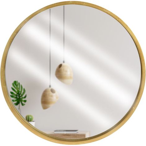 Großer runder Loft-Wandspiegel in Goldoptik mit rundem Goldrahmen, 50 cm Durchmesser (1/5)