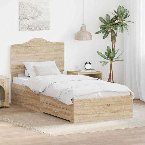 Bettrahmen mit Kopfteil Sonoma-Eiche 70 x 190 cm Holzwerkstoff