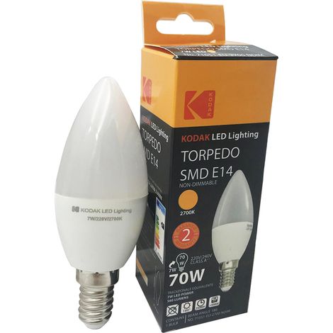 Lampadina Kodak LED E14 luce calda SMD 7W forma oliva torpedo 71051 EU 2700 (1/4)