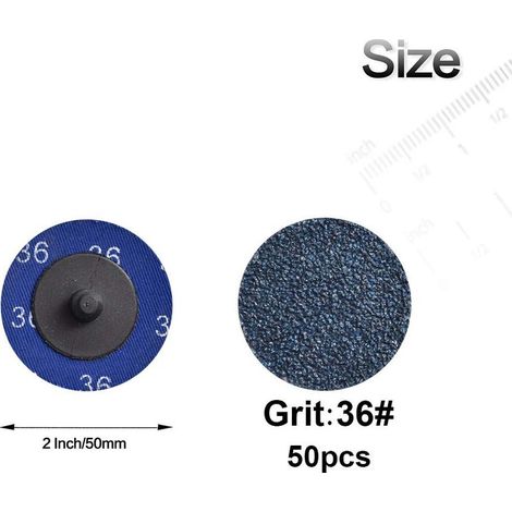 Packung mit 50 Stück 50-mm-P36-Zirkonium-Schleifscheiben für Schleifmaschinen und Bohrmaschinen, zum Schleifen von Metall und Edelstahl (1/5)