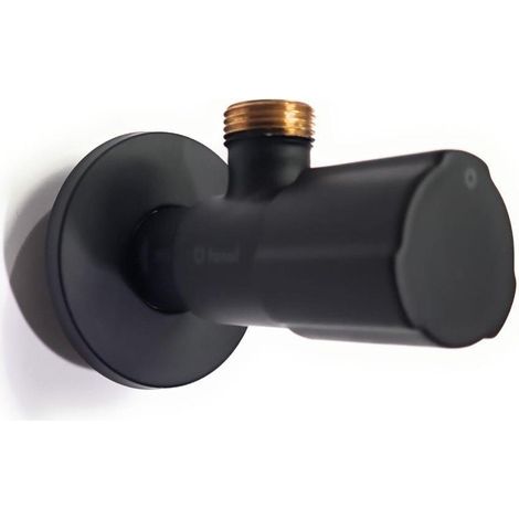 Válvula escuadra cerámica con mando redondo, negro, ½ x 3/8 pulg (1/4)