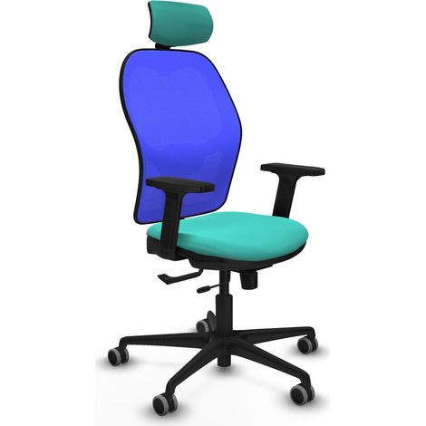 Chaise de bureau piqueras y crespo Jorquera bleu maille (1/2)
