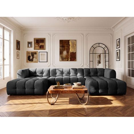Wohnlandschaft Sofa U-Form SOLVIE in Stoff Moly Anthrazit (1/4)