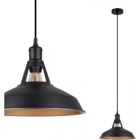 Suspension Italux Freya noire Ø31 cm E27 loft métal (1/3)