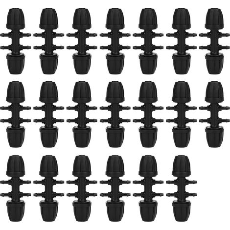 Raccord D Irrigation Jardin 6 Voies - Connecteur Tuyau 8/12 Mm Vers 3/5 Pouces - Pour Arrosage Goutte A Goutte Extérieur - Lot De 20 Pièces (1/5)
