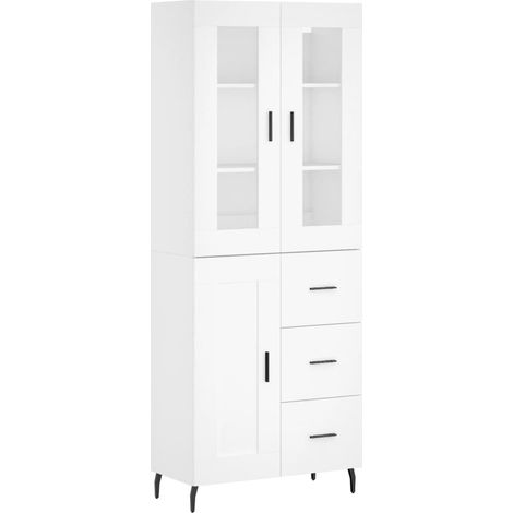 Aparador cómoda mueble de almacenaje organizador cocina salón salón alto 695 x 34 x 180 cm madera de ingeniería blanco 020032698