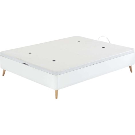 Canapé alto 90x190 cm estilo nórdico con patas ligeramente inclinadas color blanco cama dormitorio