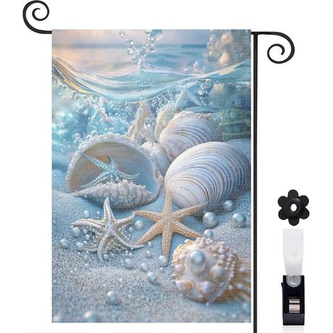 Drapeau de jardin Bienvenue en toile de jute 30 x 45 cm décoratif et élégant décoration saisonnière pour jardin (1/5)