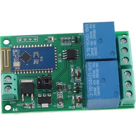 Module relais 2 voies Bluetooth commande à distance via APP interrupteur avec témoin lumineux PCB 12V (1/5)