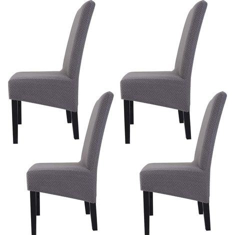Hengweiuk High Back Chair Cover, Removable, Stretchable, Washable, Ideal for Kitchen Chairs, Dining Room Chairs, Wedding Chairs, Party Chairs and Decoration, Silver Grey, Set of 4 (1/5)