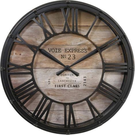 Horloge Murale Vintage Noir en Bois 39 cm Design Rétro