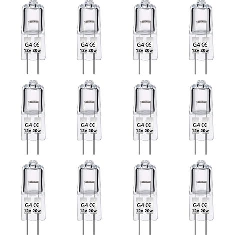 LaBlanc - Confezione da 12 lampadine alogene G4 12V 20W, dimmerabili, bianco caldo 2700K, 280LM, lampada alogena G4 a bassa tensione, capsula trasparente, per lampadari, armadi, plafoniere (1/5)