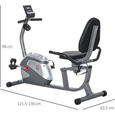 Cyclette orizzontale con display LCD, 8 livelli di resistenza magnetica regolabile, attrezzo per allenamento domestico con sensori di frequenza cardiaca, schienale regolabile, portata massima fino a 1