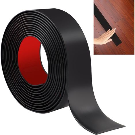 Bande de transition de seuil de sol stratifié JUNART 400cm × 5cm, bande de sol en vinyle autocollante, bordure de transition de bord de carrelage ou de moquette(noir) (1/5)