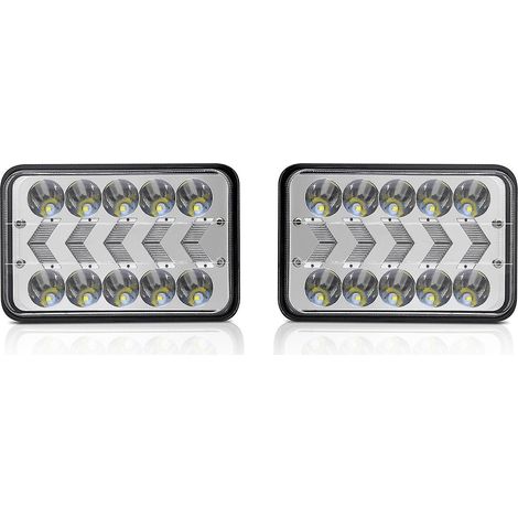 2er-Pack 7-Zoll-LED-Autoscheinwerfer mit weißem Fern-/Abblendlicht und dynamischen sequenziellen gelben Blinkern
