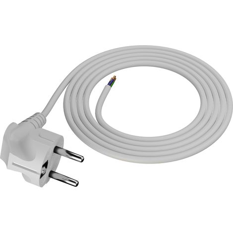 Anschlusskabel 1,5 m mit Winkelstecker 3 x 1 mm² weißes Stromkabel (1/5)