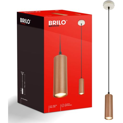 Briloner Suspension LED réglable en hauteur Ø10x120 cm douille GU10 max. 9W coffee-warm grey - Lampe suspendue salle à manger table salon (1/5)