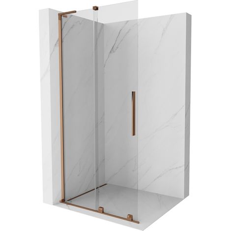 Mexen Velar L paroi de douche coulissante Walk-in 120 x 200 cm, transparent 8 mm, or rose - 871-120-003-03-60 (1/5)