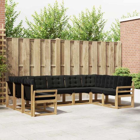 vidaXL Ensemble de canapés d'extérieur 9 pcs Blanc et noir (1/5)
