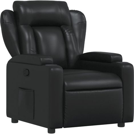 Poltrona relax porta TV con rivestimento confortevole e funzione basculante manuale in PVC nero DEC028085