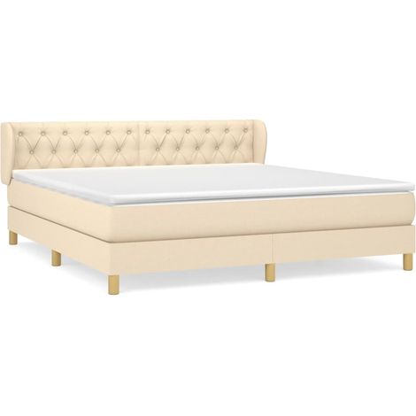 Maison Exclusive - Giroletto a Molle con Materasso Crema 160x200 cm in Tessuto