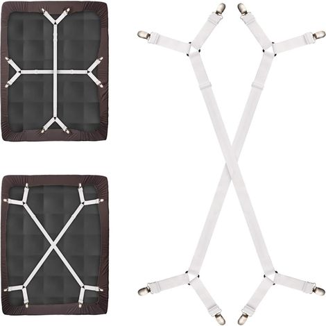 Tensionneur De Drap Housses - Réglable 40 À 110 Pouce - Pour Lit Et Canapé - Acier Inoxydable Et Plastique Denté - 2 Pièces (1/5)