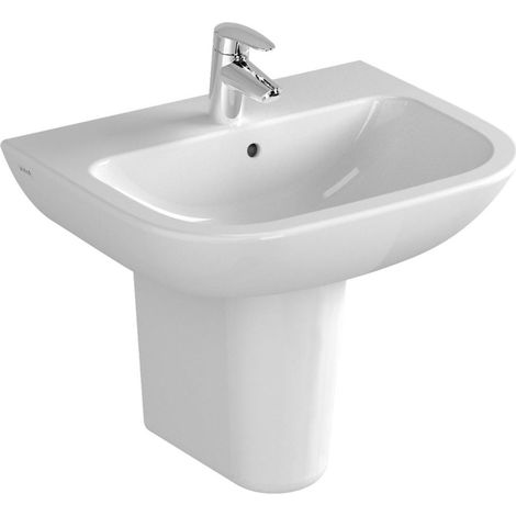 Vitra S20 Wash Basin and Large Semi Pedestal 550mm Wide 1 Tap Hole