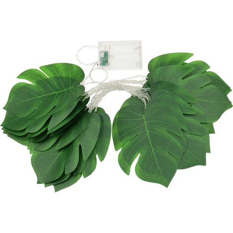 Guirlande lumineuse LED en forme de feuille, 3 m (9,84 pi), 20 LED, avec 20 feuilles vertes, pour la décoration de jardin, cour, maison, terrasse, mariage et fête. (1/5)