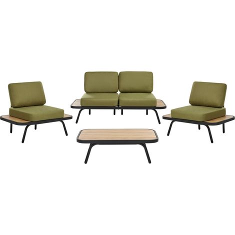 Lounge Set mit Tisch 4-Sitzer MINOZZO zertifiziertes Akazienholz Olivgrün