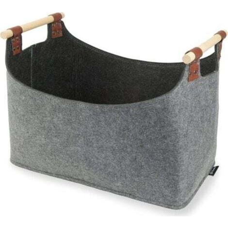 Panier à Bûches, Grande Panier en Feutre Buche avec 2 Poignées Panier de Rangement Bûches Pliable Sac à Bûches en Feutre pour Bois de Cheminée, Bois, Journaux, Jouet(gris foncé)