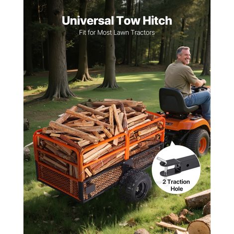 Remorque utilitaire jardin 28 pi. ca. 800kg, remorque ATV UTV acier basculante tractée, panneau arrière amovible, remorque lourde pour tondeuse tracteur déchets (1/5)