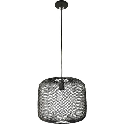 Suspension luminaire cylindrique en métal - Noir - D 34 x H 115 cm - Livraison gratuite (1/3)