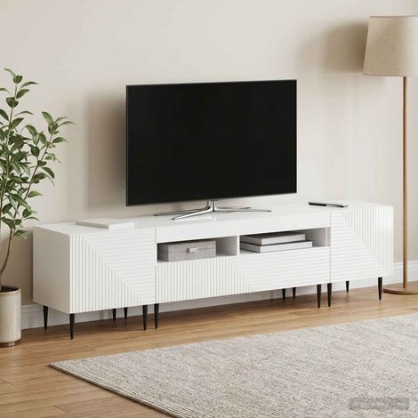 vidaXL Ensemble de 3 Meubles TV LED Blanc brillant Bois d'ingénierie (1/5)