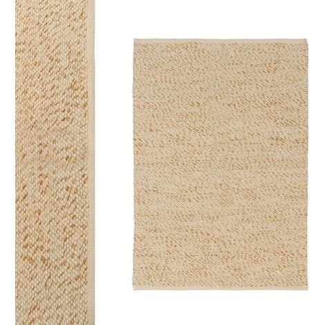 Tapis - JUANIO - Tapis Beige en Polycoton - Rectangulaire 170x120 cm - 60% polyester/40% coton - Anti-acarien (1/3)
