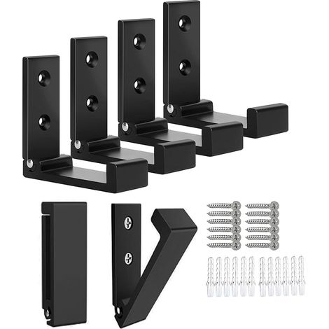 Set aus faltbaren Kleiderhaken, 6 Wandhaken aus Aluminium, faltbar (schwarz), geeignet für Kleidung, Taschen und Rucksäcke, für den Innen- und Außenbereich geeignet.