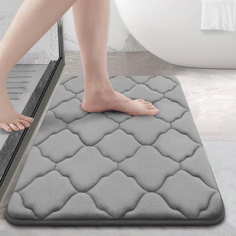 Tapis de bain en mousse à mémoire de forme 24x16, ultra-doux et absorbant, antidérapant, confortable, lavable en machine. (1/5)