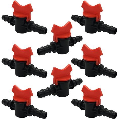 Valve goutte-à-goutte 1/2" avec interrupteur et raccord cannelé, adaptée à l'irrigation par aspersion (paquet de 8)