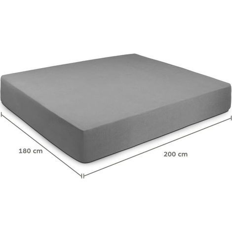 Drap Housse 180x200 cm en Microfibre Gris Clair avec Coins Élastiqués pour Matelas de 30 cm Haut Tissu Anti-Acarien Hypoallerg (1/5)