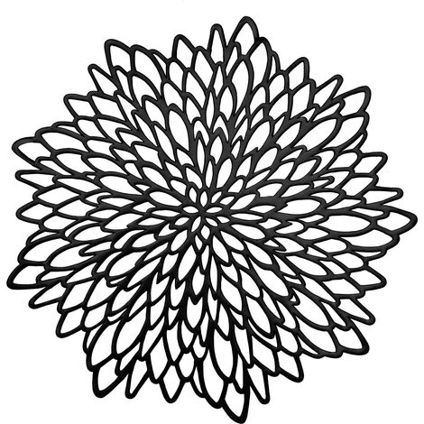 Ensemble de 6 sets de table noirs en vinyle pressé ajouré, ronds, à motifs floraux, pour centre de table. (1/3)