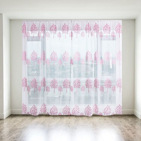 Rideaux voilés anti-moustiques en forme d'arbre, voile super doux pour salon, rose (1/5)