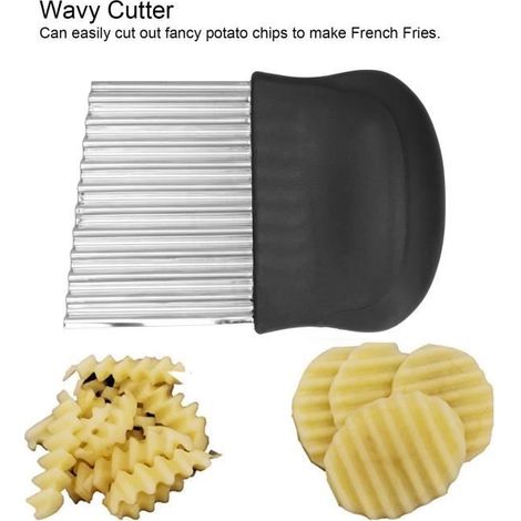 Coupe-couteau à pommes de terre ondulé avec poignée, outil de coupe de copeaux de frites, accessoire de cuisine-CET (1/4)