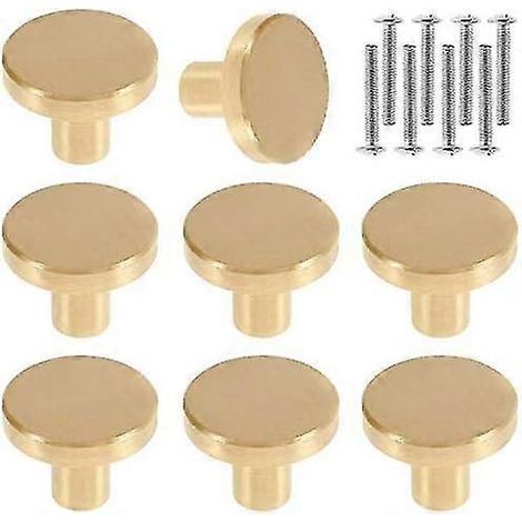 Lot de 8 poignées de porte rondes en laiton massif, style vintage, avec vis, pour meubles, placards et tiroirs, 20 x 25 mm (8 pièces)