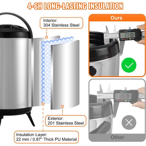 Distributeur de Boissons Isotherme 7 6L Distributeur d’Eau Chaude (1/5)