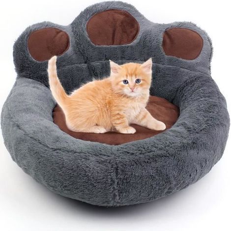 (Grau) Weiches Hunde- und Katzenbett – abnehmbar, waschbar, 55 cm, Anti-Stress, beruhigender Plüsch, Grau (1/4)
