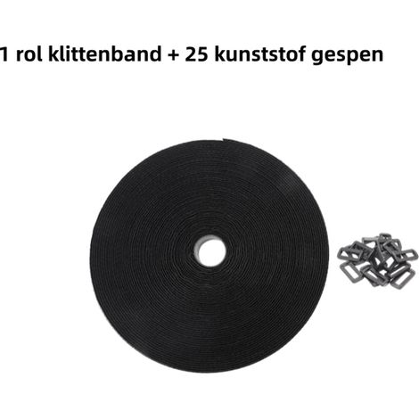 1 rouleau de sangle auto-adhésive à faire soi-même - Velcro - Longueur : 5 m, largeur : 16 mm, 25 boucles en plastique - Noir (1/5)