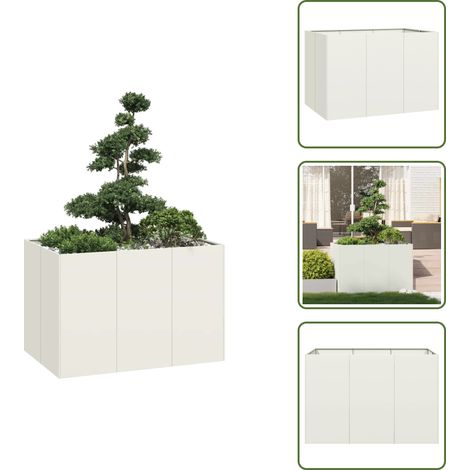 Pflanzgefäß Weiß 120x80x80 cm Stahl - Pflanzkübel - Pflanzgefäß - Pflanzschale - Hochbeet (1/5)