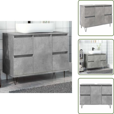 Armoire salle de bain gris béton 80x33x60cm bois d'ingénierie - Armoire De Salle De Bain - Armoires De Salle De Bain - Armoire - Armoire Pour Salle De Bain (1/5)